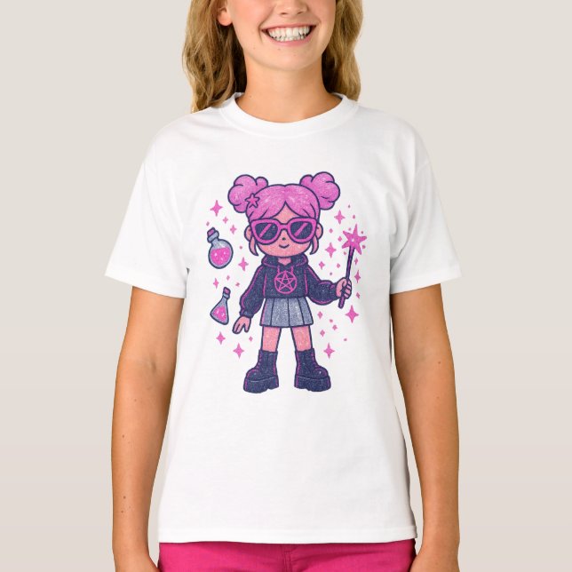 Playera Kawaii Pink Witchy – Cute Magical T-shirt (Framsida)