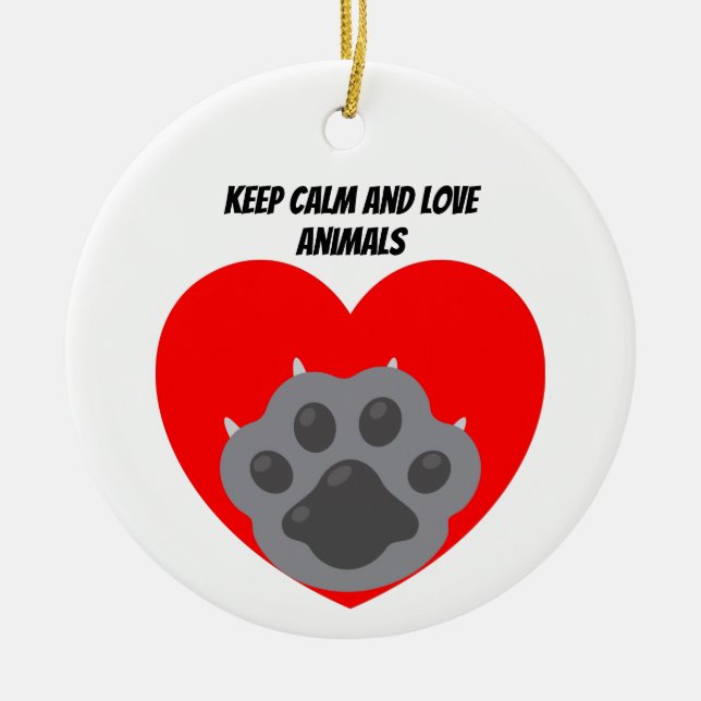 Playera keep calm and love animals phrase julgransprydnad keramik (Framsidan)