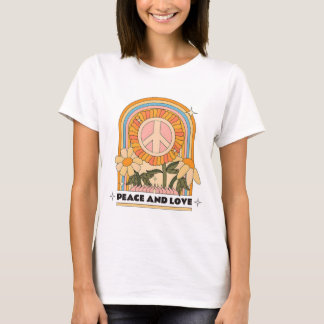 Playera mujer. Ilustración retro hippie. T Shirt