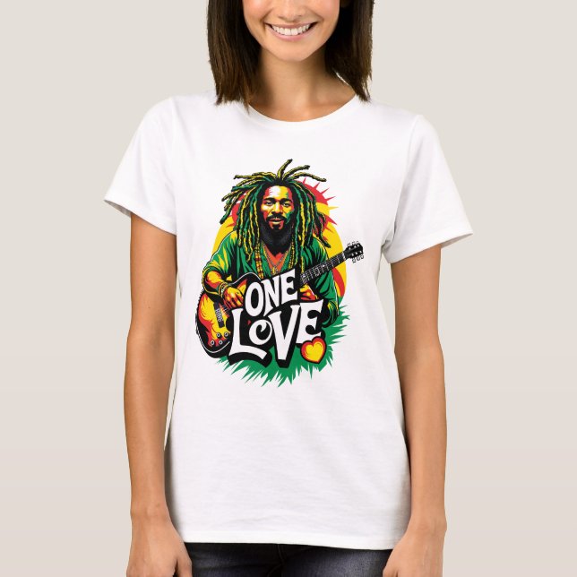 Playera One Love el Rey del Reggae T Shirt (Framsida)