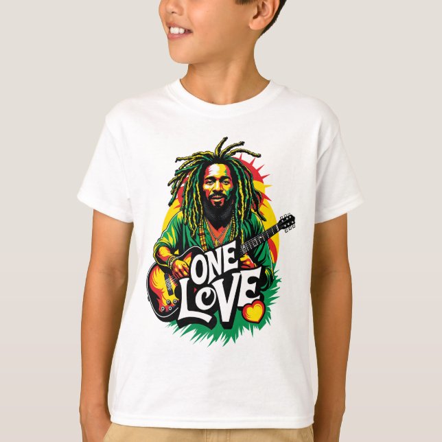 Playera  One Love el Rey del Reggae T Shirt (Framsida)