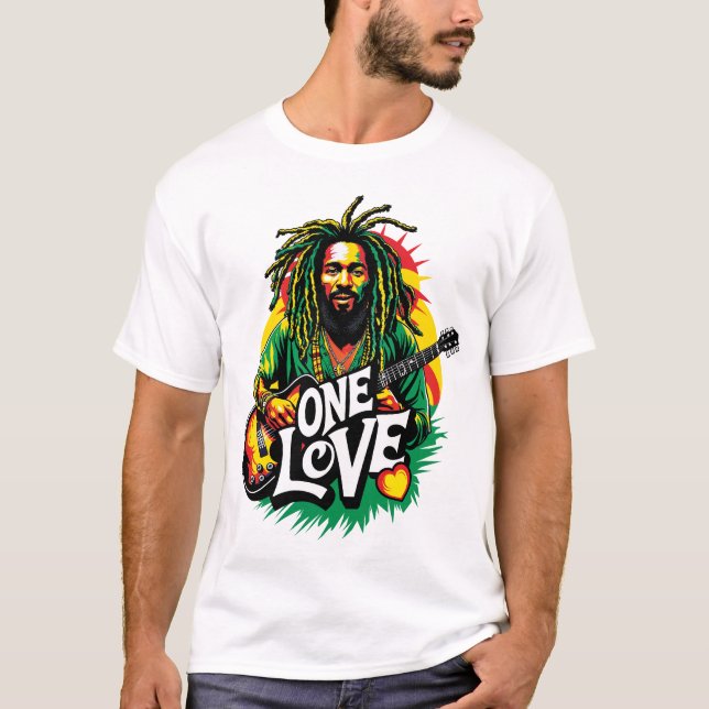 Playera  One Love el Rey del Reggae T Shirt (Framsida)