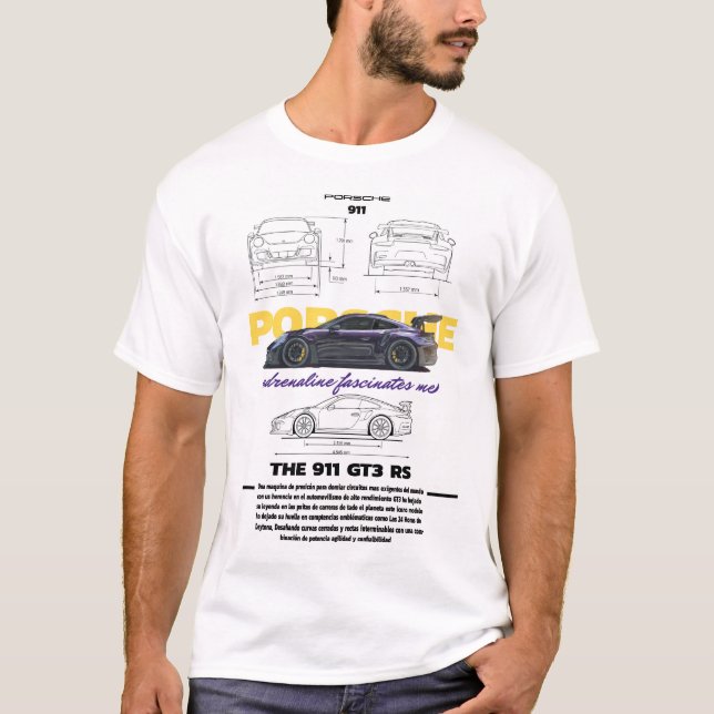 Playera Plantilla Porsche GT3 RS  T Shirt (Framsida)