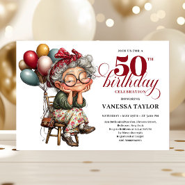 Playful 50 lady design funny birthday party invite inbjudningar