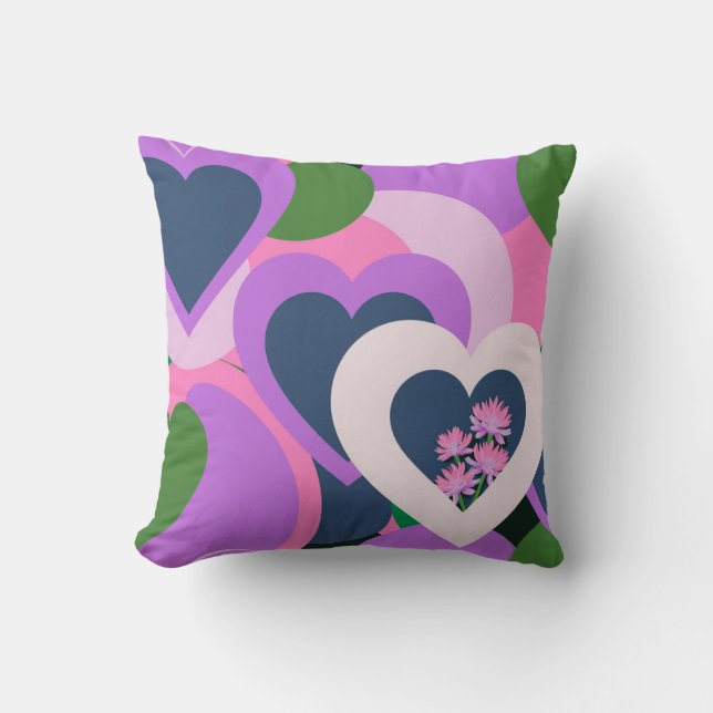 Playful Abstract Heart Throw Pillow Kudde (Framsida)