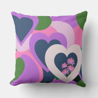 Playful Abstract Heart Throw Pillow Kudde