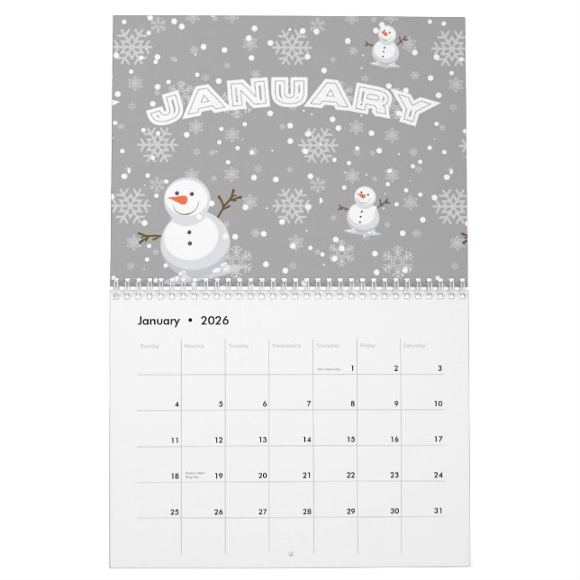 Playful and colorful, simple cheerful cute icons  kalender (Jan 2026)