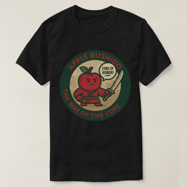 Playful Apple Samurai Discipline  T Shirt (Design framsida)