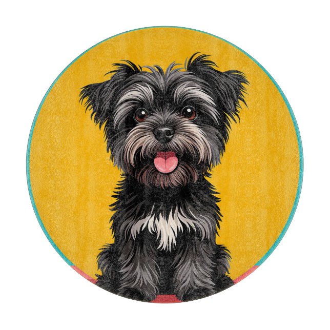 Playful Black And Gray Terrier Puppy Portrait (Framsidan)