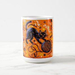 Playful Black Cat Kaffemugg