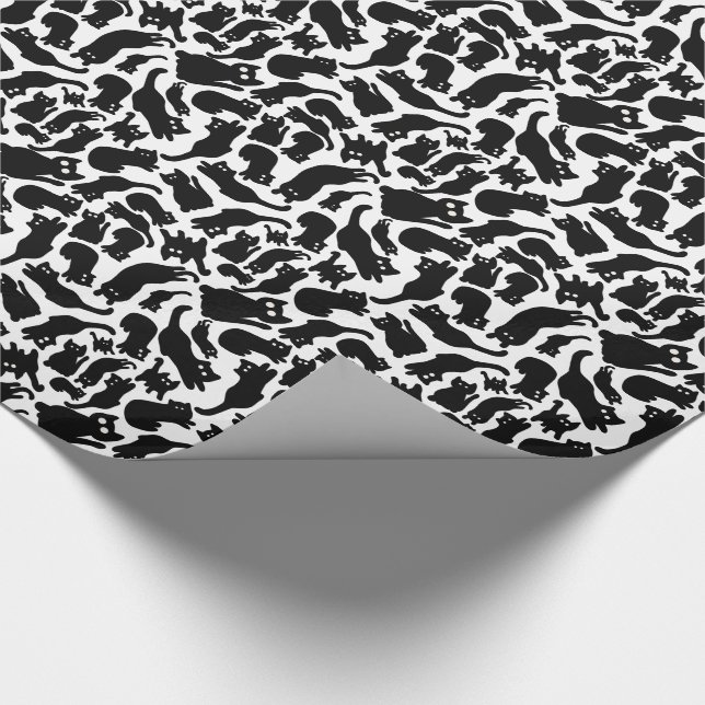 Playful Black Cat Silhouettes Whimsical Presentpapper (Hörn)