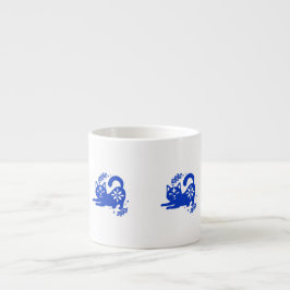 Playful Blue Cat Espresso Cup – CozyBun Espressomugg