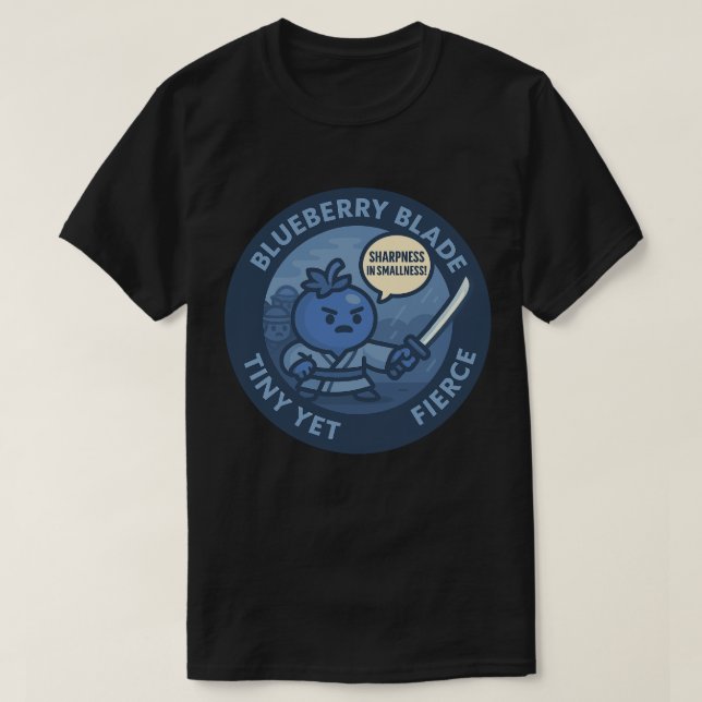 Playful Blueberry Samurai Power  T Shirt (Design framsida)
