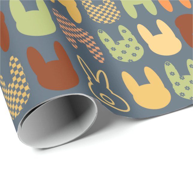 Playful Bunny Shapes Pattern Presentpapper (Rullad Hörn)