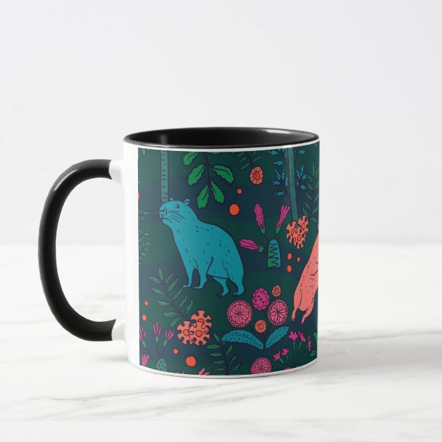 Playful Capybara in the Forest – Tropical Seamless Mugg (Vänster)