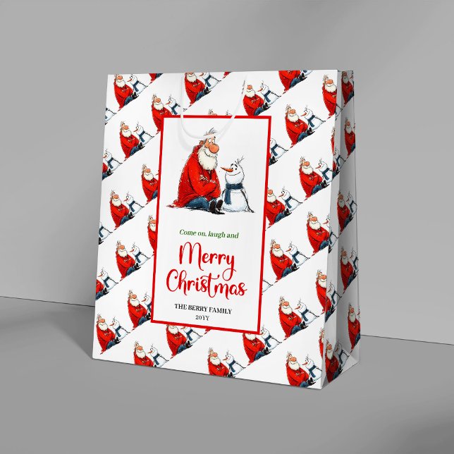 Playful Cartoon Santa Claus bright Christmas  (Playful Cartoon Santa Claus bright Christmas gift bag)
