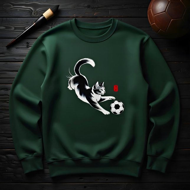 Playful Cat Soccer Sweatshirt for Men (Skapare uppladdad)