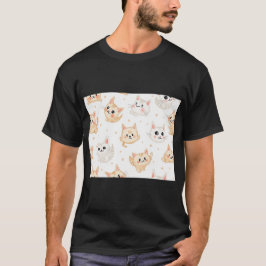 Playful Cats Pattern T Shirt