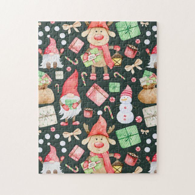 Playful Christmas Aesthetic Pattern - Fun Holiday  Pussel (Vertikal)