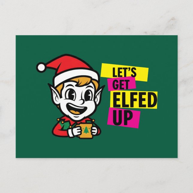 Playful Christmas Elf Vykort (Framsida)