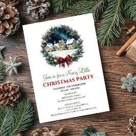 Playful Christmas Scene Watercolor Party Invites Inbjudningar