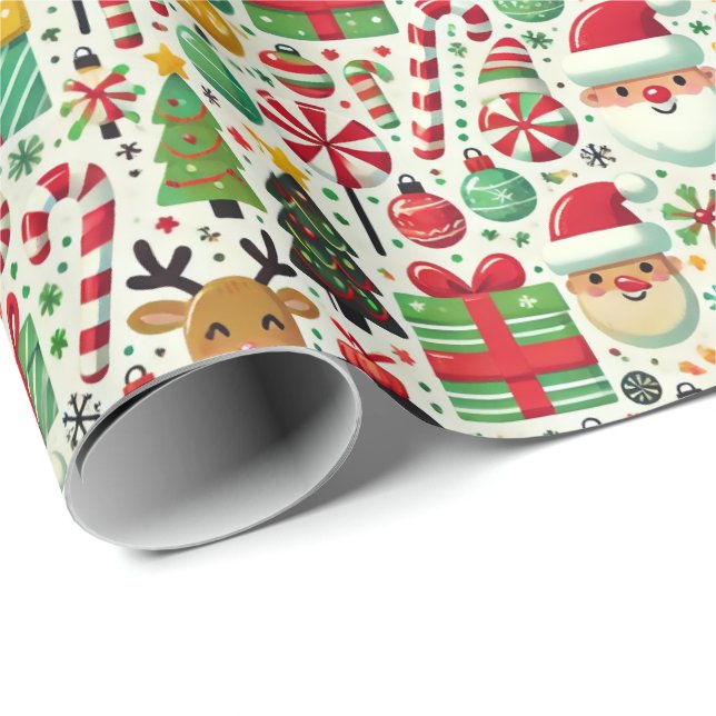 Playful Christmas Wrapping Paper for Kids Presentpapper (Rullad Hörn)