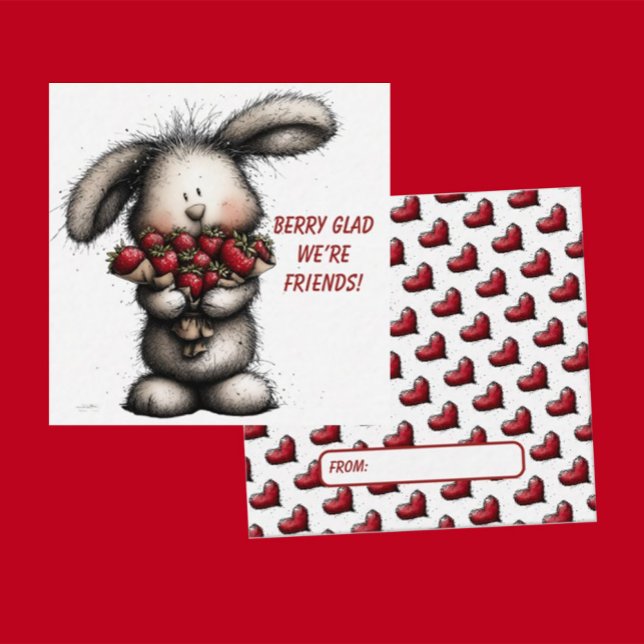 Playful Classroom Valentine – Bunny Design  Anteckningskort (Skapare uppladdad)