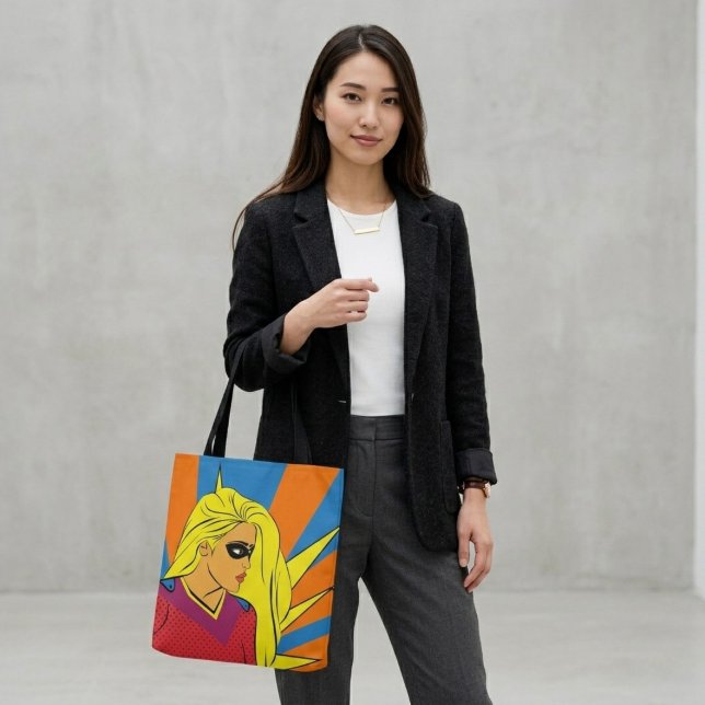 Playful Comic Print Tote Bag Tygkasse (Skapare uppladdad)