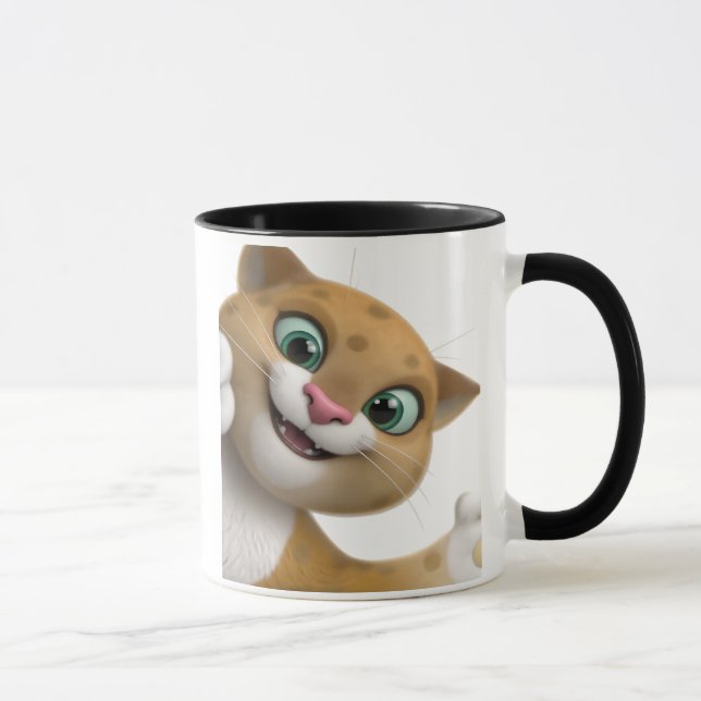 Playful Cute Cat Cartoon Close-Up Mugg (Höger)