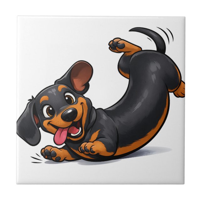 Playful Dachshund Puppy  Kakelplatta (Framsidan)