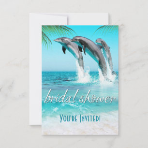 PLAYFUL DOLPHINS TROPICAL OCEAN Möhippa Inbjudningar