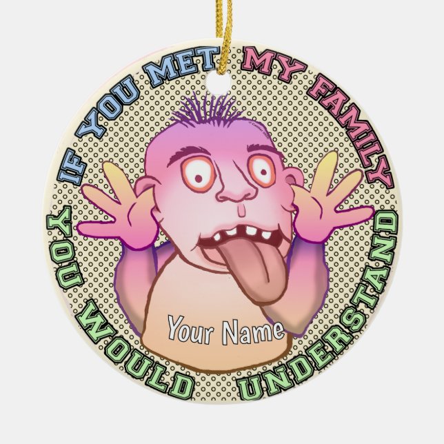 Playful family face julgransprydnad keramik (Framsidan)