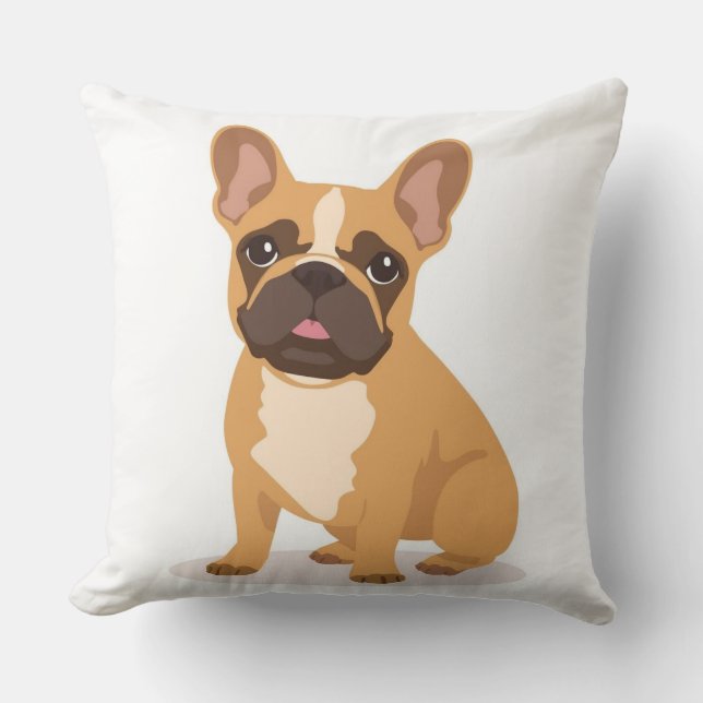  Playful French Bulldog Throw Pillow Kids Room Kudde (Framsida)