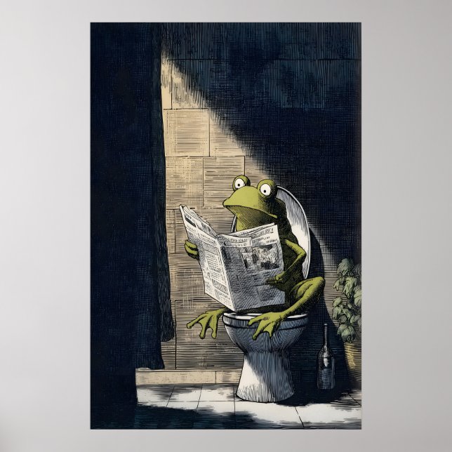 Playful Frog Art Print - Humorous Bathroom Wall Poster (Framsidan)