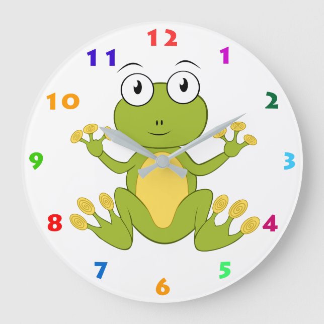 PLAYFUL FROG MED FÄRGANTAL FÖR BARN STOR KLOCKA (Framsida)