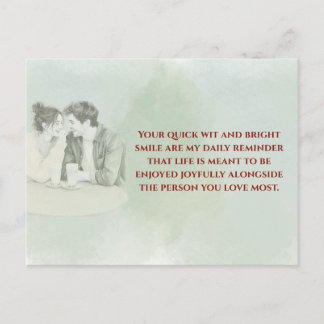 Playful & Funny Love Quote Postcard | Laughing Cou Vykort