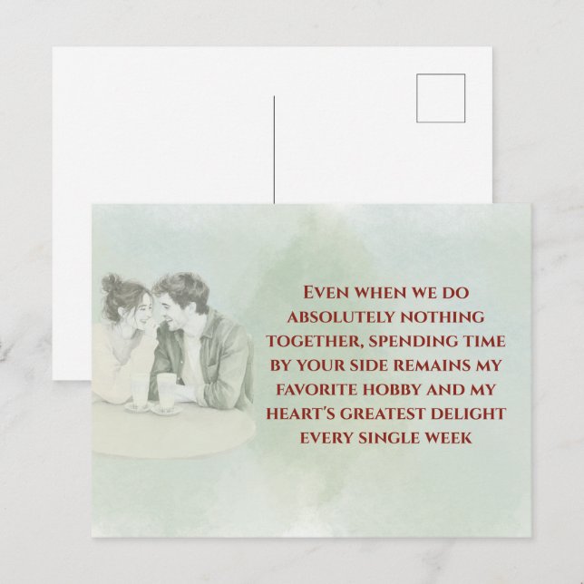 Playful & Funny Love Quote Postcard | Laughing Cou Vykort (Fram/baksida)