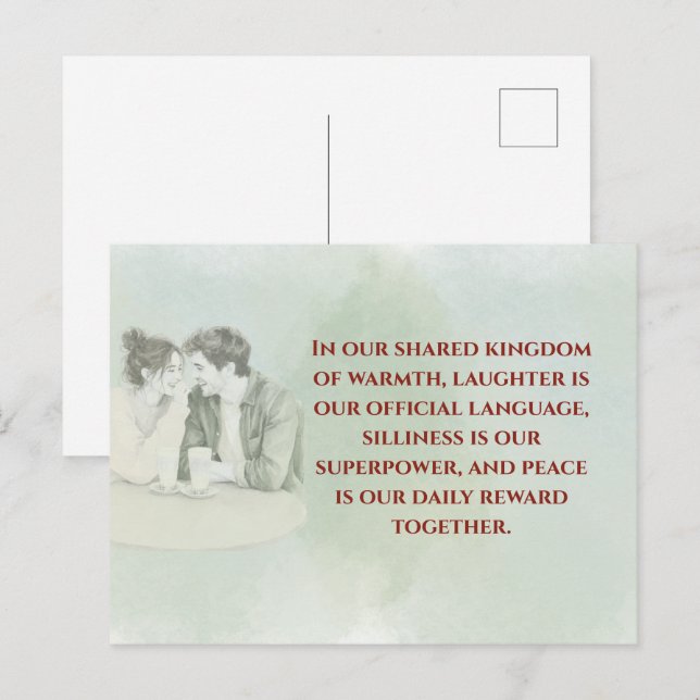 Playful & Funny Love Quote Postcard | Laughing Cou Vykort (Fram/baksida)