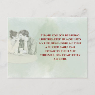 Playful & Funny Love Quote Postcard | Laughing Cou Vykort