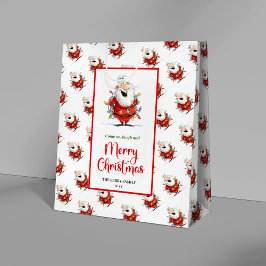 Playful funny Santa artistic red green gift bag