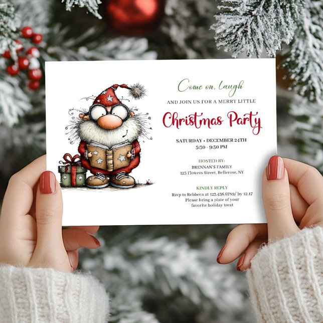 Playful Funny Santa Claus Party Digital Invitation Inbjudningar (Playful Funny Santa Claus Party Digital Invitation)