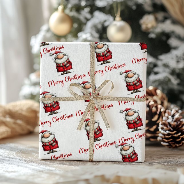 Playful Funny Santa Claus Whimsy Wrapping Paper Presentpapper (Playful Funny Santa Claus Whimsy Wrapping Paper)