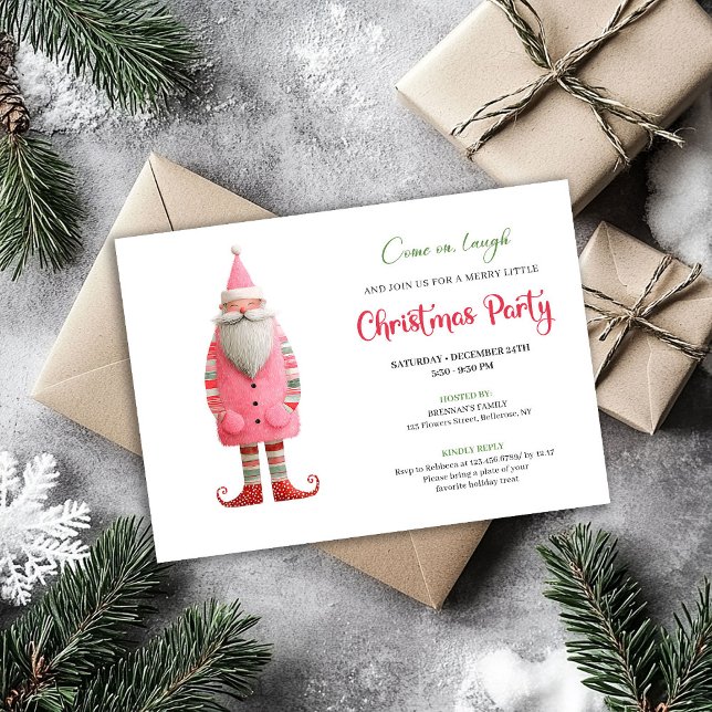 Playful Funny Santa Editable Holiday Party Invites Inbjudningar (Playful Funny Santa Editable Holiday Party Template)