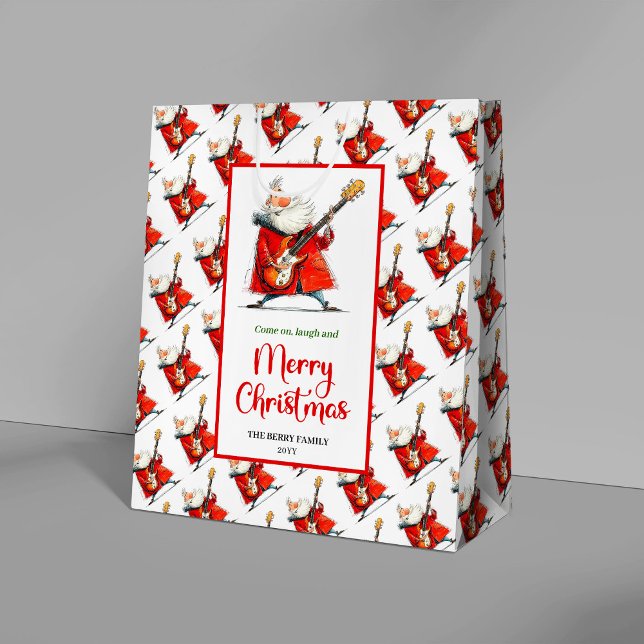 Playful funny Santa minimalist festive gift bag  (Playful funny Santa minimalist festive gift bag edit)