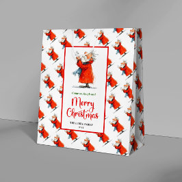 Playful funny Santa modern watercolor Christmas
