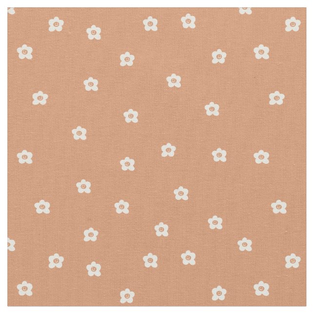 Playful Halloween flower pattern with retro smilin Tyg (Närbild)
