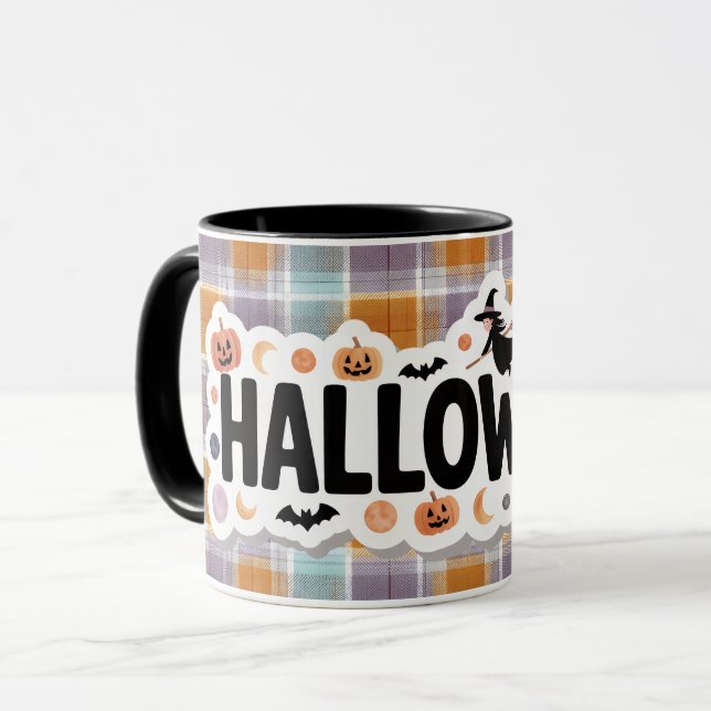 Playful Halloween Plaid Mugg (Framsida vänster)
