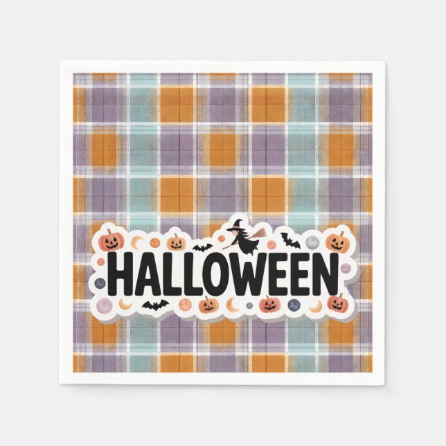 Playful Halloween Plaid Pappersservett (Framsidan)