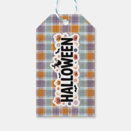 Playful Halloween Plaid Presentetikett