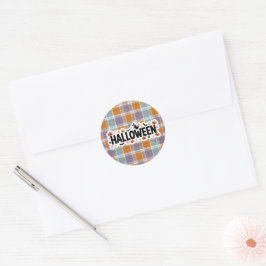 Playful Halloween Plaid Runt Klistermärke